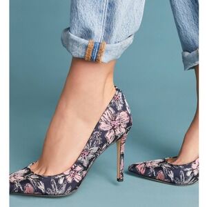 Sam Edelman Hazel Pumps Anthropologie Fabric Blue Pink‎ Floral Romantic Size 6.5